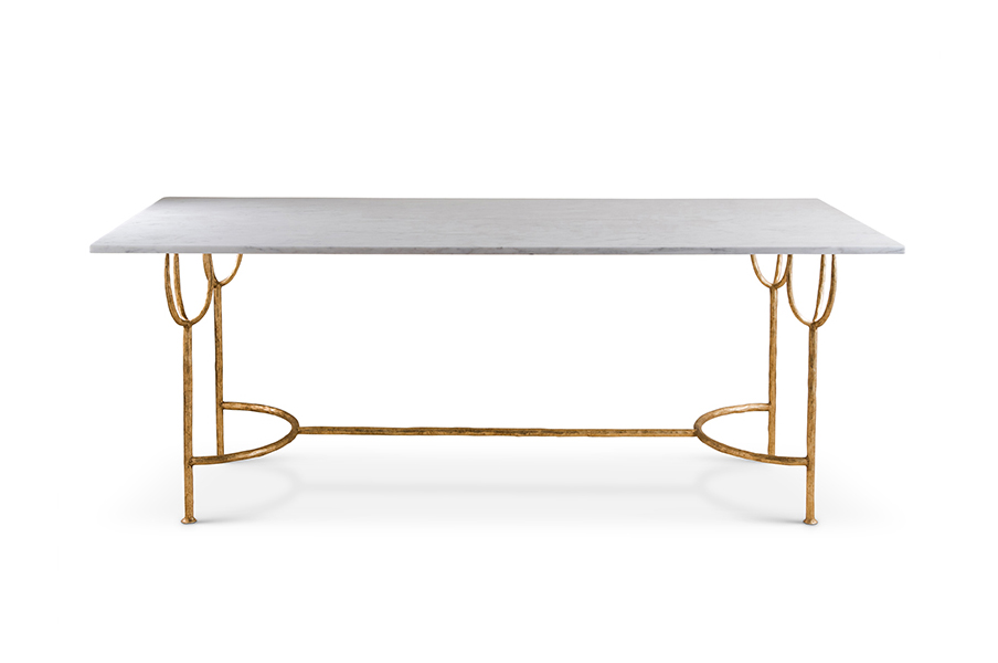 Logan Dining Table CCT57 Gold with Calacatta Primavera