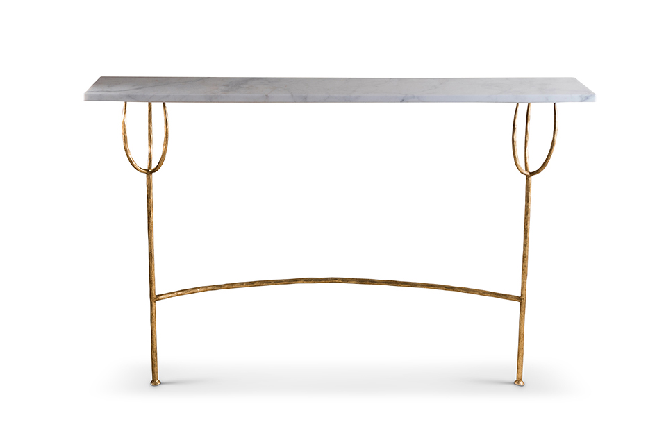 Logan Hall Table CCT54 Gold with Calacatta Primavera