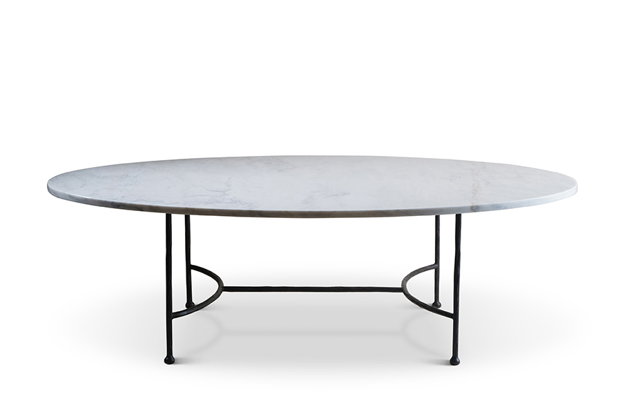Logan Oval Coffee Table CFT15 Carbon with Calacatta Primavera