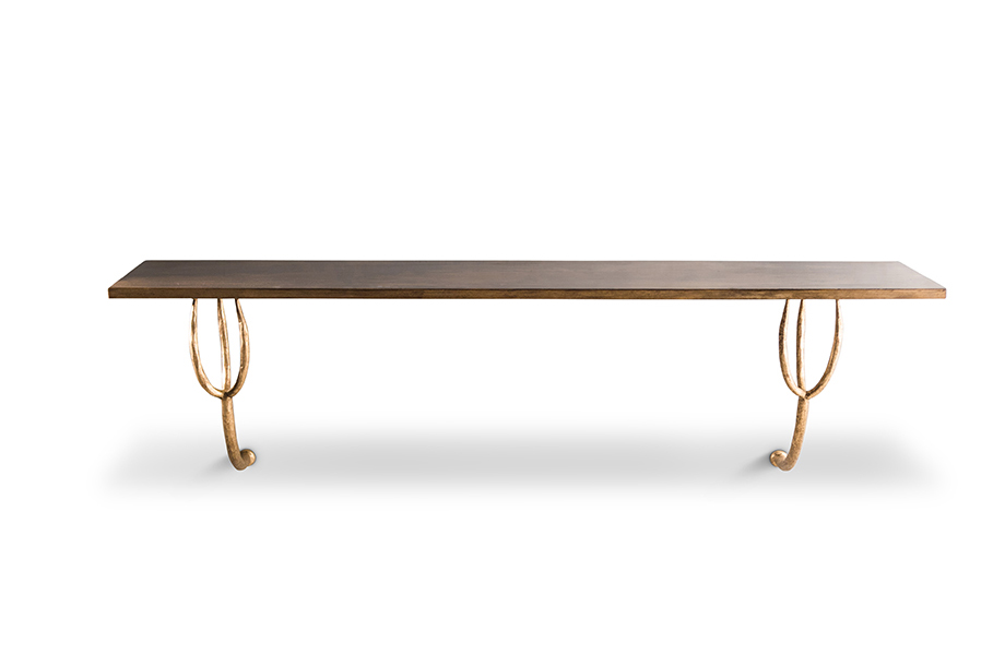 Logan Wall Mount Console CCT55 Gold with French Polished Wood