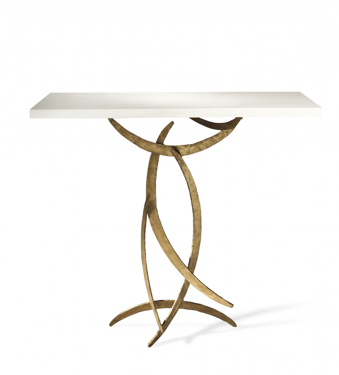 Miro Console Table CCT28 French Brass with Faux Limestone top