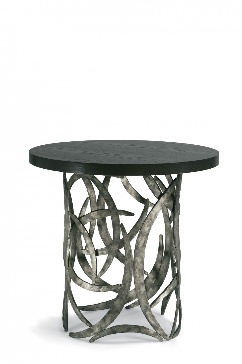 Miro Drum Table CRT03 Burnt Silver with Dark Fumed Oak top