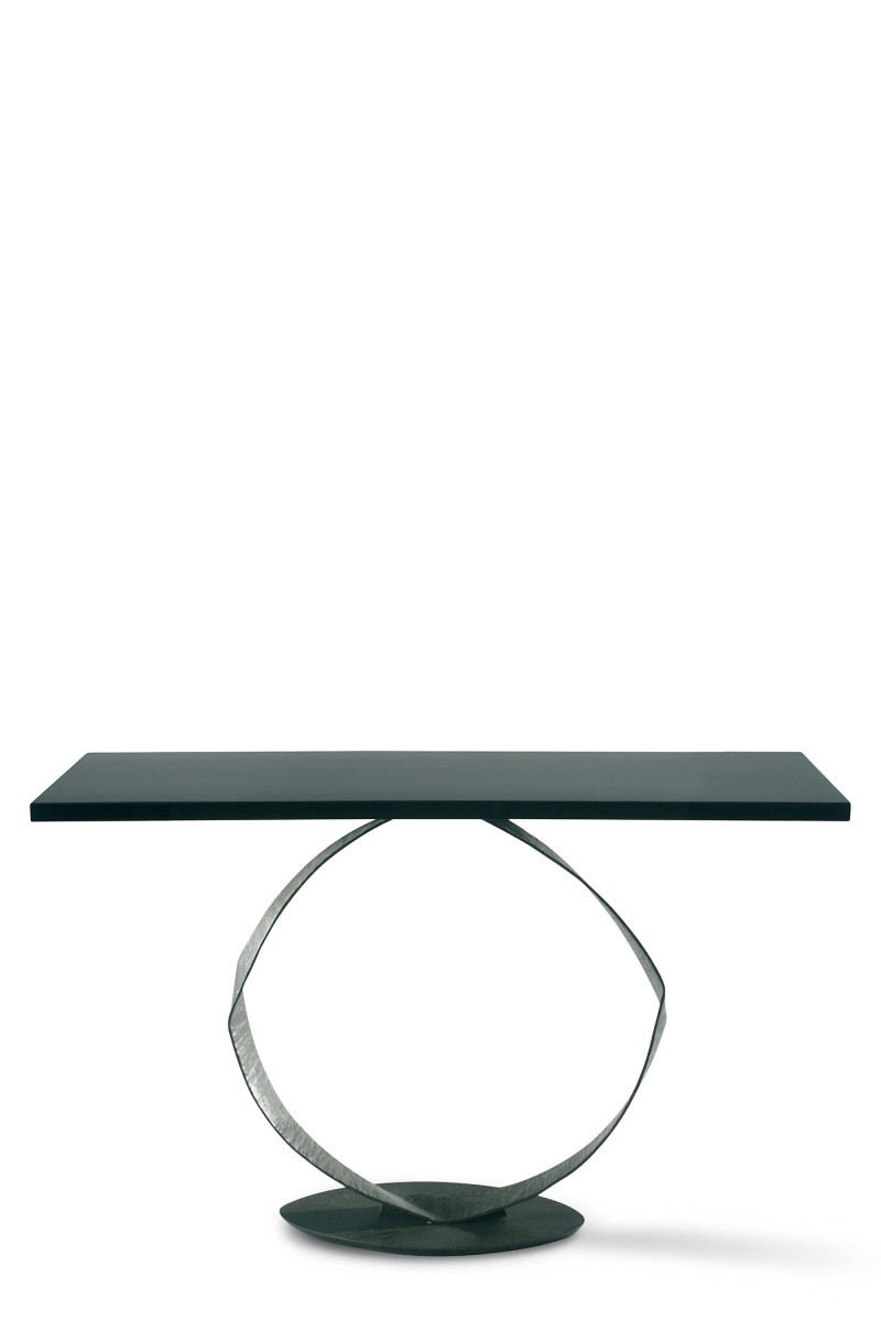 O Console Table CCT34 Bronzed with Black Lacquer top