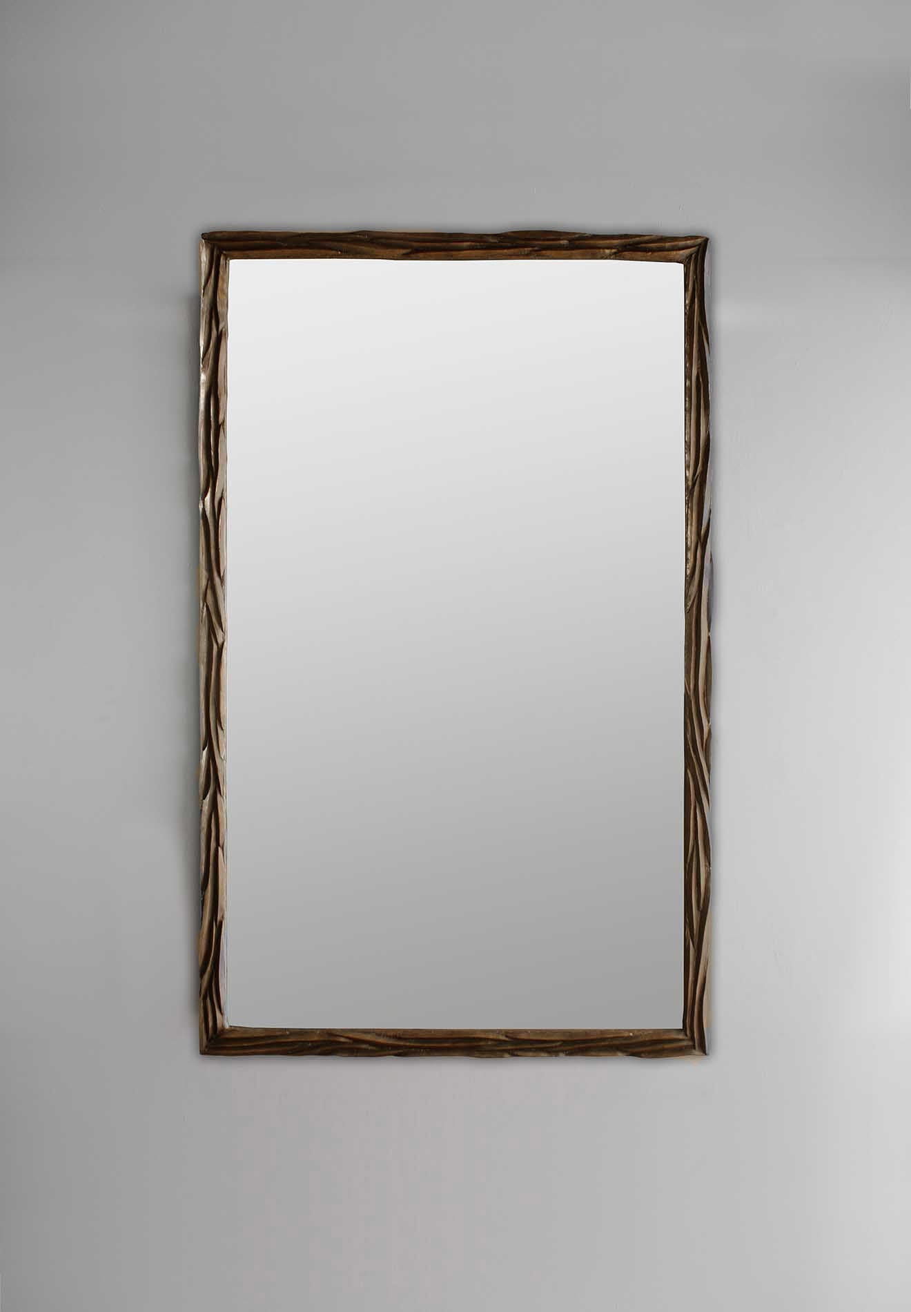 Rectangle Laurel Mirror Small WM24RS Mirrored Glass French Brass