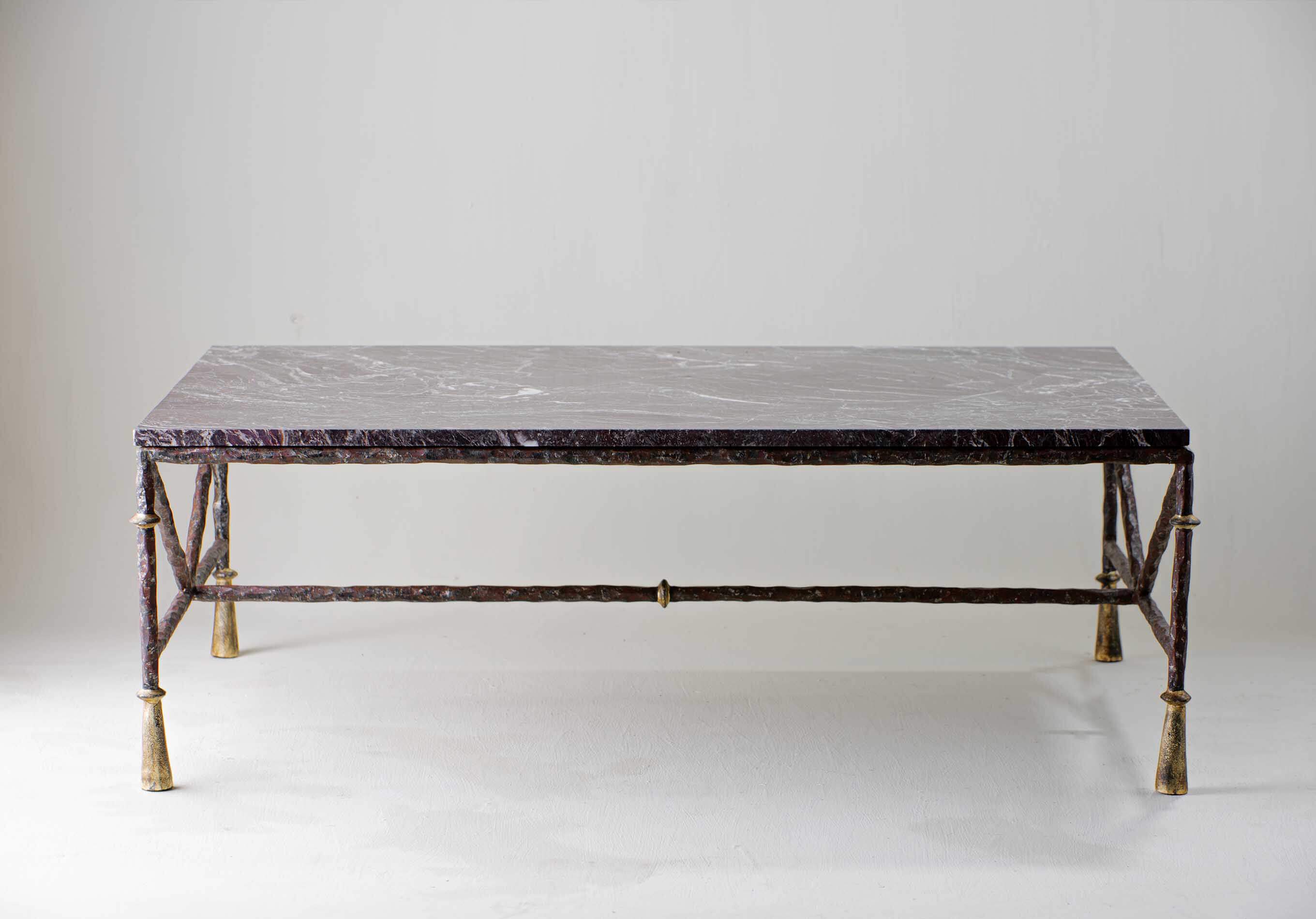 Stanley Coffee Table Rectangle CFT19 Marble Old Rust with Rosso Levanto top