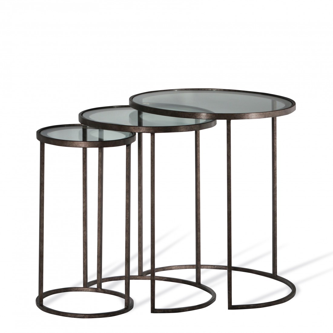 Salvatore Nest of Tables CST39 Burnt Silver with Clear Glass tops