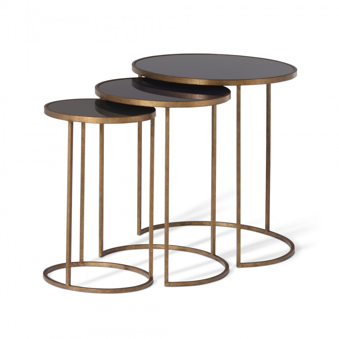 Salvatore Nest of Tables CST39 French Brass with Astronomy Glass tops