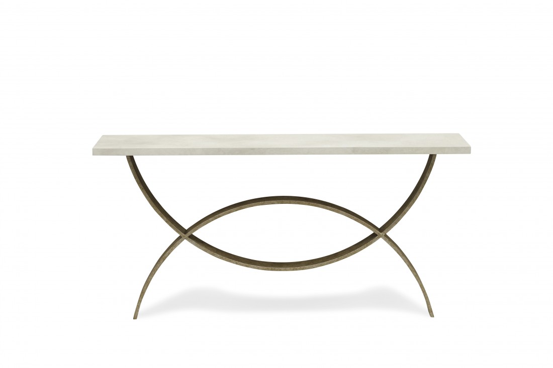 Small Fishtail Console Table CCT10S Fishtail Silver with Faux Limestone top