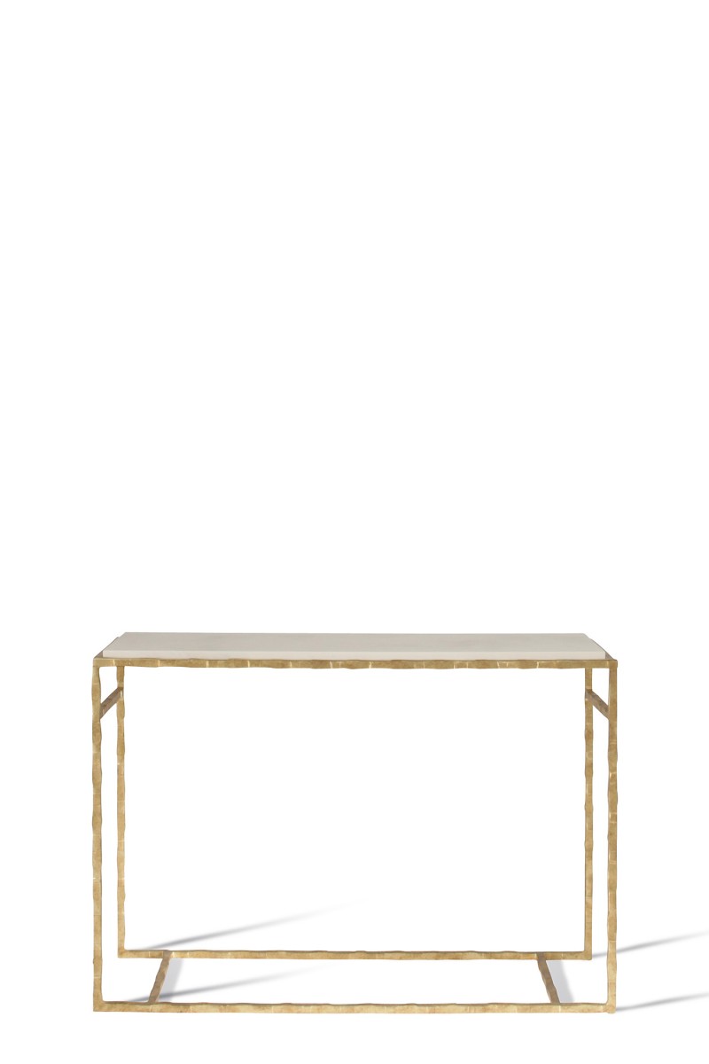 Small Giacometti Console Table CCT01S Versailles Gold with Faux Limestone top