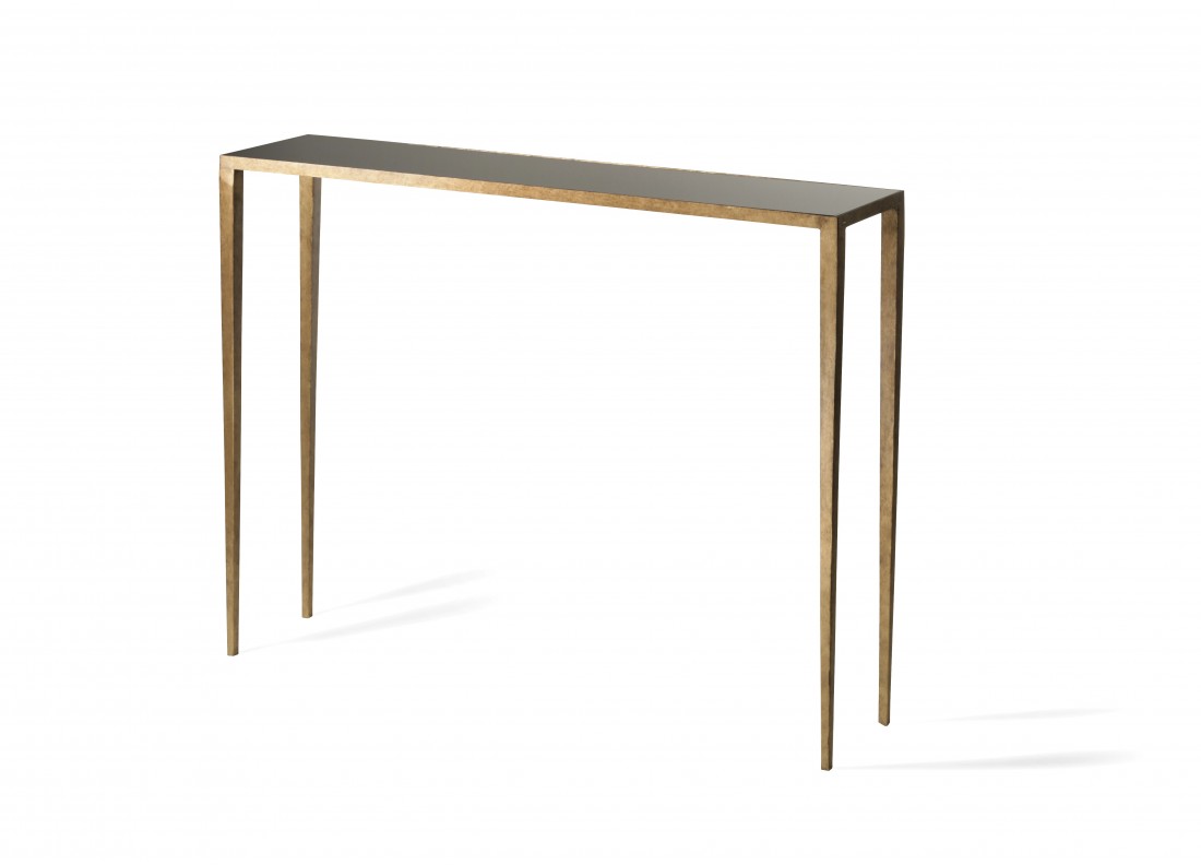 Small Salvatore Console Table CCT08S French Brass with Black Glass top