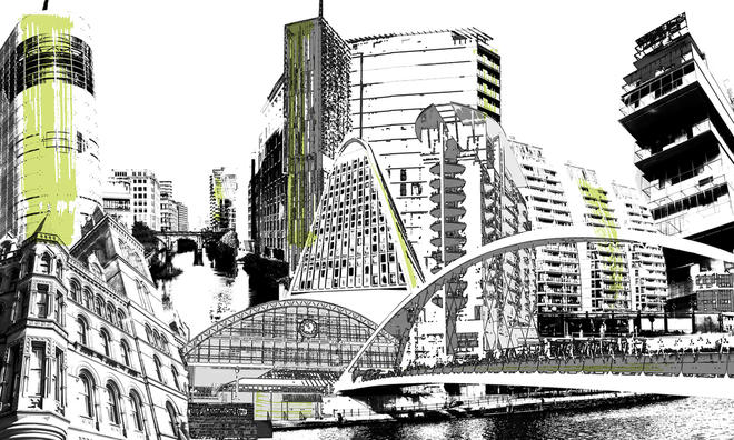 Cityscapes Montage Manchester Green