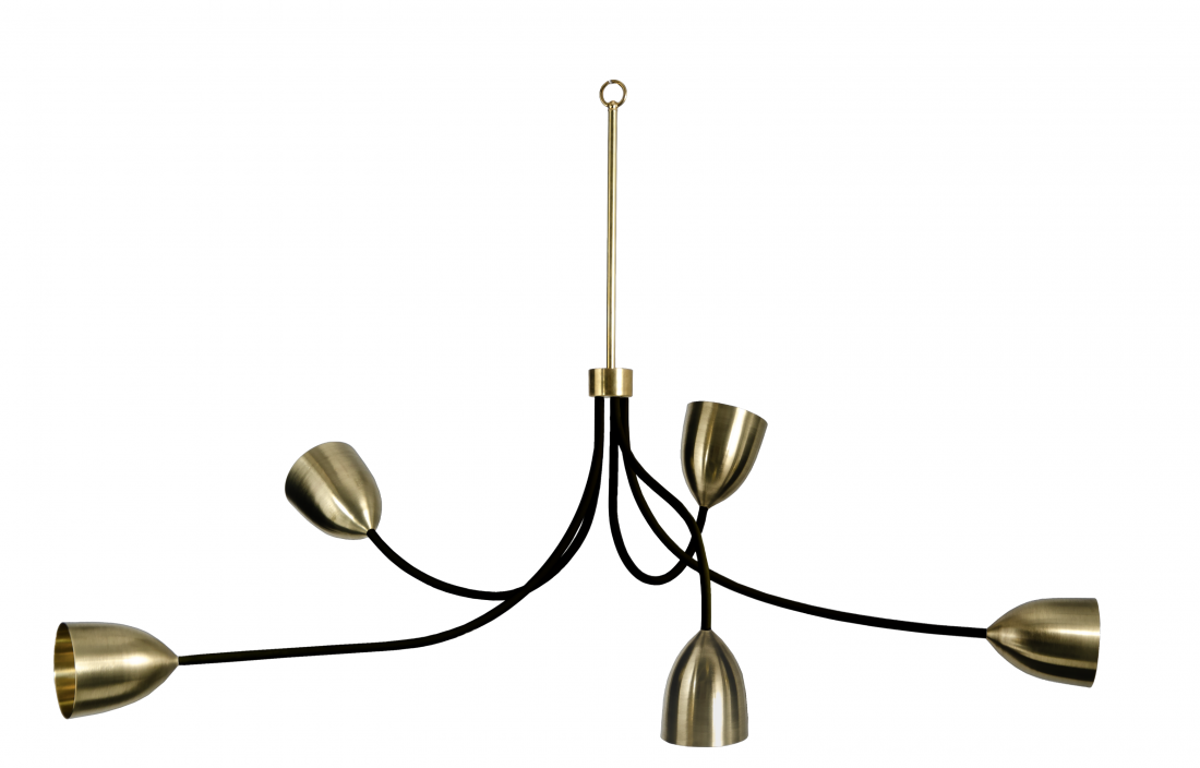 Tulip Ceiling Light MCL66 Black With Brass